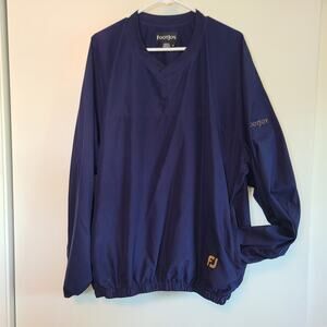 Men's Navy Footjoy V-Neck Windbreaker Pullover Rain Jacket - Size XL